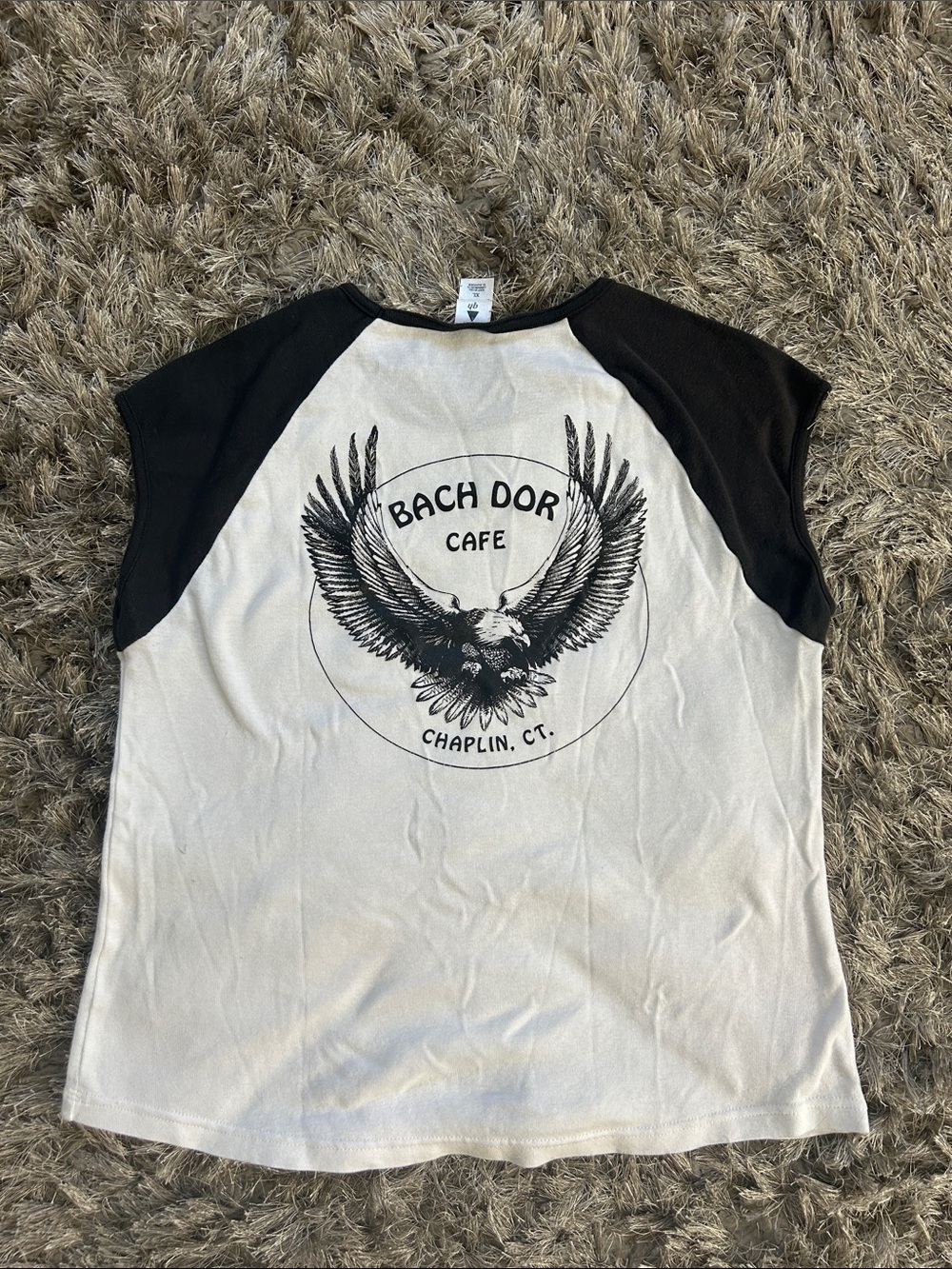 Vintage Short Sleeve Graphic Raglan T-Shirt - Black & White - Size XL